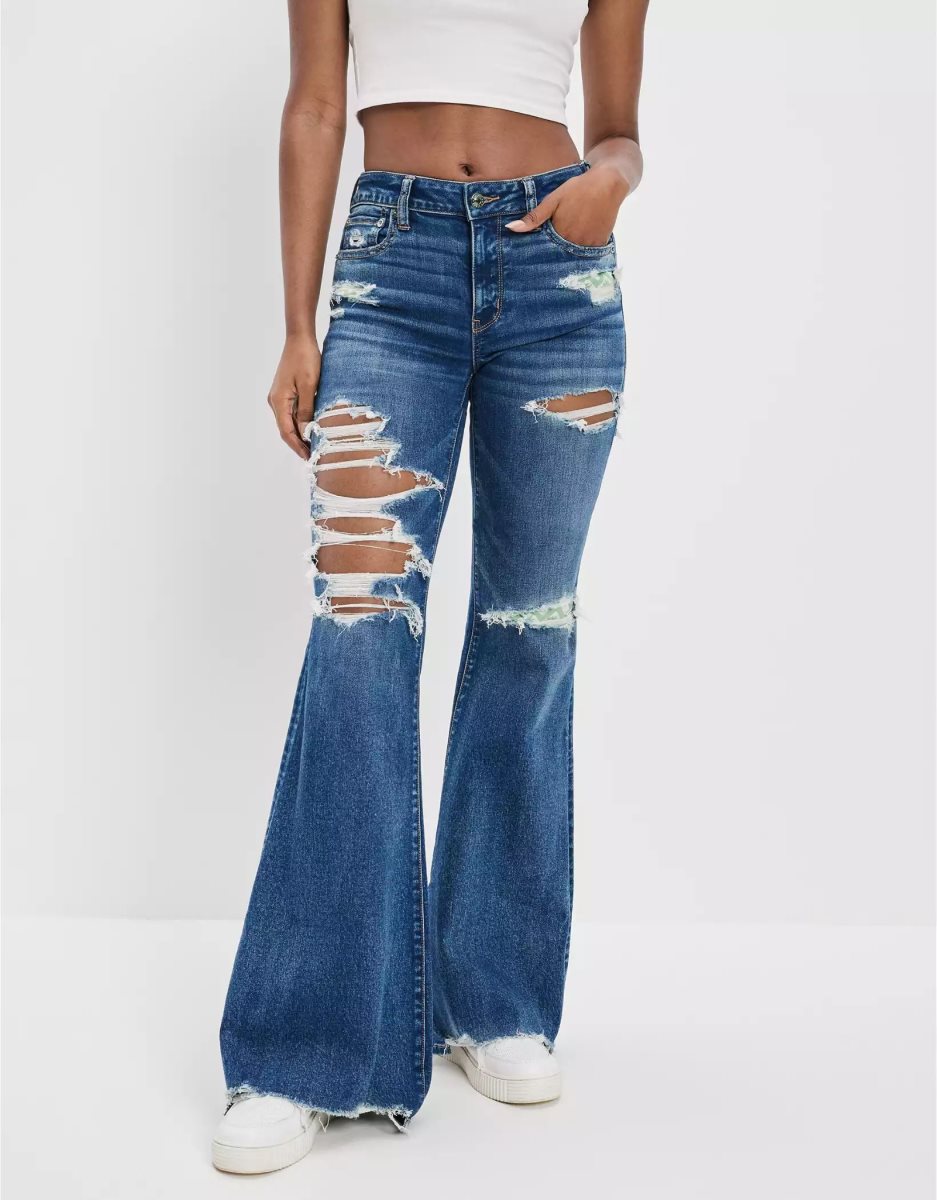 Jean American Eagle AE Ne(x)t Level Ripped Festival Flare Multicolore Femme | IOY-33748600